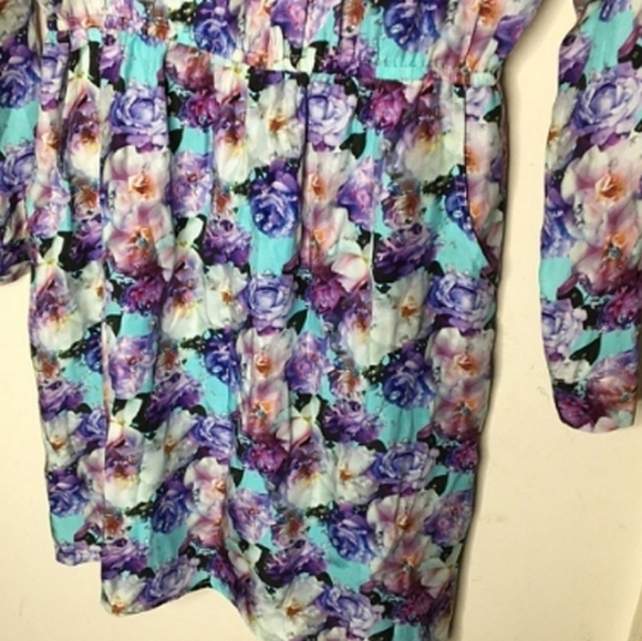 Wyatt Collection Floral Silk Long Sleeve Dress Size Medium - Picture 12 of 14